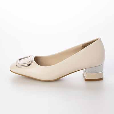 テーン tehen バックルモチーフデザインヒールパンプス　TN1791 IVORY 23.0