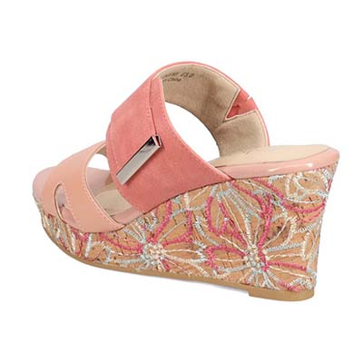 テーン tehen 透かし模様コルクヒールの異素材コンビ ミュールサンダル　TN1793 BEIGE 23.0