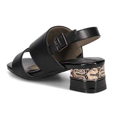 テーン tehen オシャレなヒールもポイント。甲深アシンメトリーカットサンダル　TN1794V BLACK 23.0