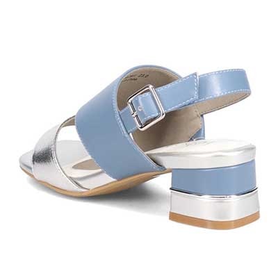 テーン tehen オシャレなヒールもポイント。甲深アシンメトリーカットサンダル　TN1794V SILVER/BLUE 23.0