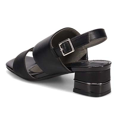 テーン tehen オシャレなヒールもポイント 甲深アシンメトリーカットサンダル　TN1794 BLACK/C 23.0