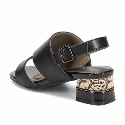 テーン tehen オシャレなヒールもポイント 甲深アシンメトリーカットサンダル　TN1794 BLACK 23.0