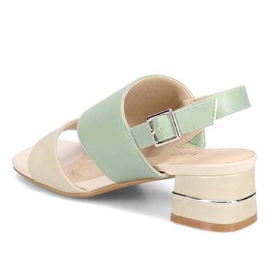 テーン tehen オシャレなヒールもポイント 甲深アシンメトリーカットサンダル　TN1794 BEIGE/C 23.0