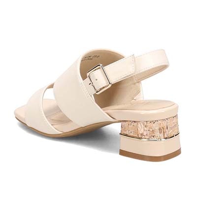 テーン tehen オシャレなヒールもポイント 甲深アシンメトリーカットサンダル　TN1794 IVORY 23.0