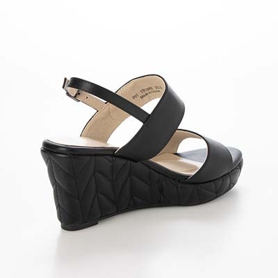 テーン tehen 高級感あふれる質感と、安定の7.5cmヒールで夏のお出かけをエレガントに。ウェッジサンダル　TN1808 BLACK 23.0