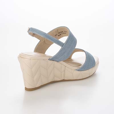 テーン tehen 高級感あふれる質感と、安定の7.5cmヒールで夏のお出かけをエレガントに。ウェッジサンダル　TN1808 BLUE 23.0