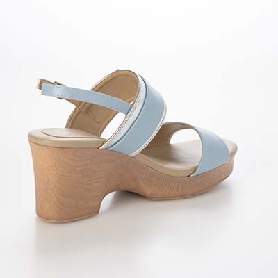 テーン tehen ウッド調のヒールが夏らしいアクセント。7.5cm大人の厚底ウェッジサンダル　TN2305 BLUE/C M　(23.0～23.5)