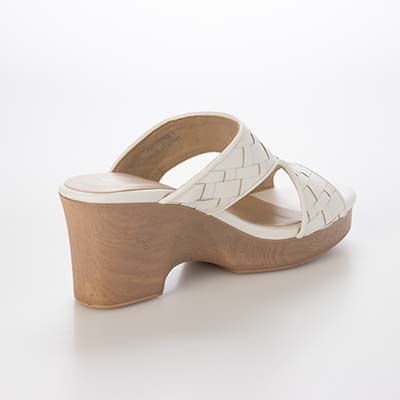 テーン tehen WOOD調ヒールで涼しげな7.5cmウェッジミュールサンダル　TN2306 WHITE M　(23.0～23.5)