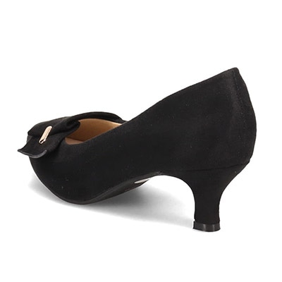 テーン tehen ふんわりスポンジインソール♪シンプルリボンが上品なアーモンドトウ・パンプス TN5502 BLACK-SILKY 23.0