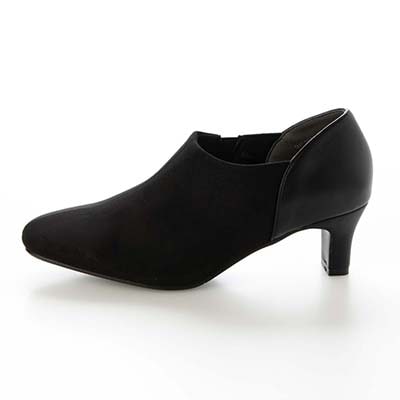 テーン tehen スクエアトゥ×5.5cmヒールで大人のきれいめスタイルに　すっきり美シルエットブーティ　TN5512 BLACK-SILKY 23.0
