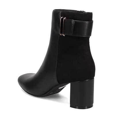 【撥水仕様】テーン tehen サイドの金具がポイント　キレイ目ショーツブーツ　TN6701 BLACK-SILKY 23.0