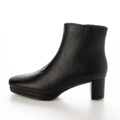 【撥水加工】テーン tehen  太ヒール×厚底で歩きやすく、きれいめにもカジュアルにも◎  ショートブーツ　TN6703 BLACK-SILKY 23.0