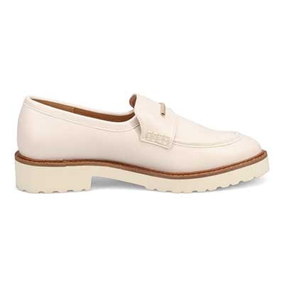 【撥水仕様】モデロ MODELLO 「リカバリーインソール」搭載で指圧効果により血行を115％促進。バー金具付きのRecovery厚底ローファー　DML6061R IVORY 23.0