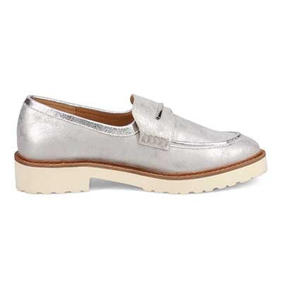 【撥水仕様】モデロ MODELLO 「リカバリーインソール」搭載で指圧効果により血行を115％促進。バー金具付き Recovery厚底ローファー　DML6061R SILVER 23.0