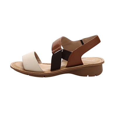 定番モールドソールで歩きやすく♪太めステッチがポイント♪カジュアルサンダル DML7115 BROWN-MULTI M　(23.0～23.5)