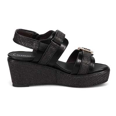 モデロ MODELLO 「リカバリーインソール」搭載で指圧効果により血行を115％促進。Recoveryエレガンスカジュアルサンダル　DML8830R BLACK M　(23.0～23.5)