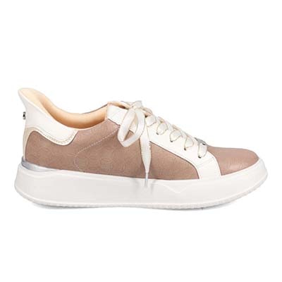 【4cm4時間防水設計】エル スポーツ ELLESPORT スッと履けるクイックフィット　レイン仕様  コートスニーカー　ESP12591 BEIGE/C 23.0