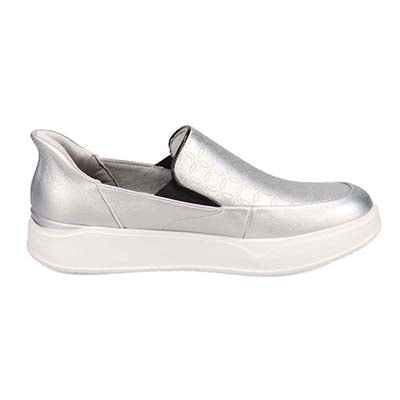 【4cm4時間防水設計】エル スポーツ ELLESPORT  スッと履けるクイックフィット　レイン仕様  スリッポンスニーカー　ESP12592 SILVER 23.0