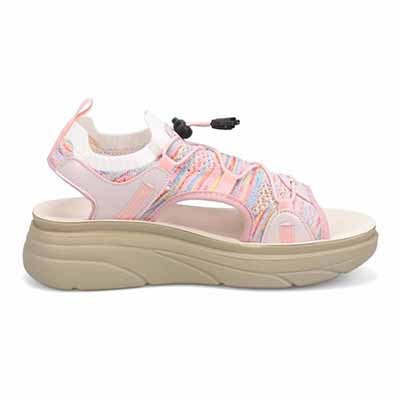 エル スポーツ ELLESPORT 　レースアップニット厚底スポーツサンダル　ESP12608 PINK-MULTI M（23～23.5ｃｍ）