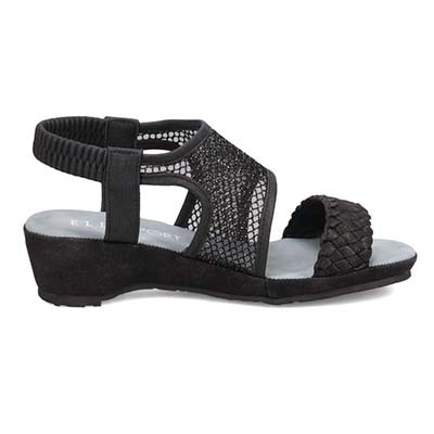 エル スポーツ ELLESPORT メッシュ調ウェッジサンダル　ESP12740 BLACK 23.0