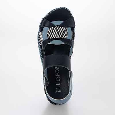 エル スポーツ ELLESPORT　伸びるラフィア2WAYウェッジサンダル NAVY/BLUE 23