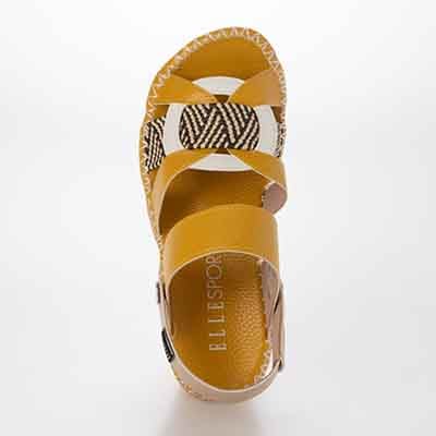 エル スポーツ ELLESPORT　伸びるラフィア2WAYウェッジサンダル YELLOW/BEIGE 23