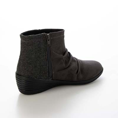 エル スポーツ ELLESPORT  軽くて歩きやすい、スエード調素材のエレガントな一足  軽量ウェッジショートブーツ　ESP14711 GRAY-TX 23.0