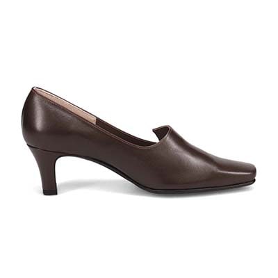 HIROKO KOSHINO ソフトな足あたり サイドのカッティングが綺麗なスクエアトゥパンプス HKL4506 D-BROWN 23.0