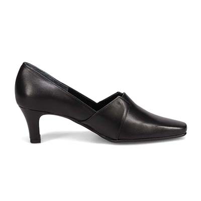 HIROKO KOSHINO ソフトな足あたり サイドのカッティングが綺麗な甲深デザインパンプス HKL4507 BLACK 23.0