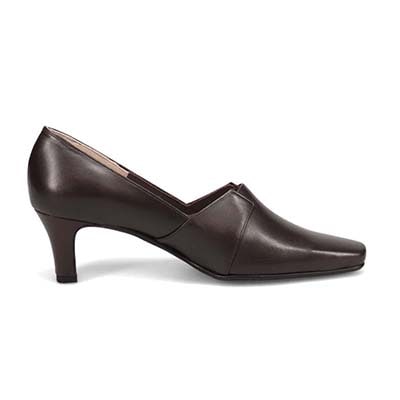 HIROKO KOSHINO ソフトな足あたり サイドのカッティングが綺麗な甲深デザインパンプス HKL4507 D-BROWN 23.0