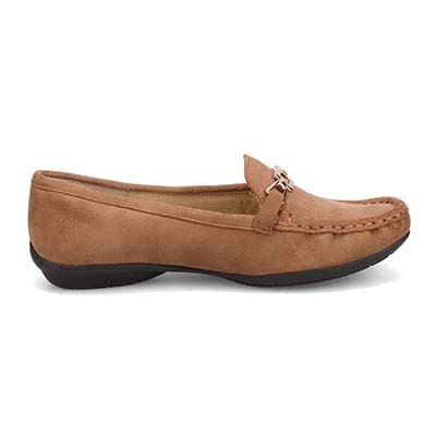 HIROKO KOSHINO 足入れの良いスクエアトゥ・モカデザイン  ローヒール カジュアルシューズ HKL7500 OAK-SILKY 23.0