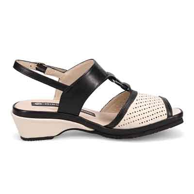 HIROKO KOSHINO バックストラップウェッジサンダル　HKL7528 IVORY/BLACK M　(23.0～23.5)