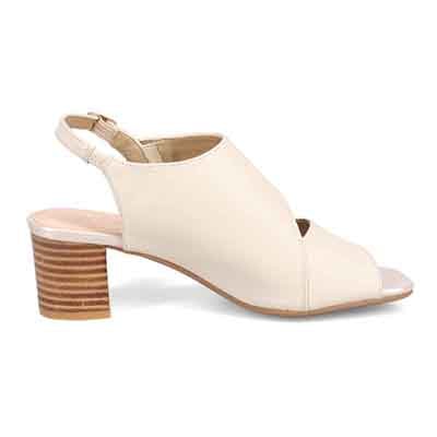 HIROKO KOSHINO  安定感と美脚を叶える 甲深デザイン 5.5cmヒールサンダル　HKL8010 IVORY 23.0