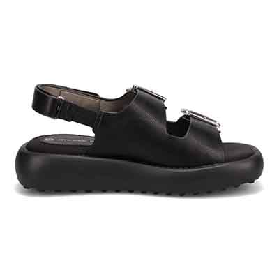 HIROKO KOSHINO 上品なバックル付き厚底サンダル　HKL8011 BLACK M　(23.0～23.5)