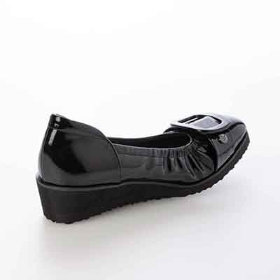 【撥水加工】HIROKO KOSHINO FEMME  超軽量で履きやすいバックルシャーリング入りパンプス  HRL2000 WHITE-S 23.0