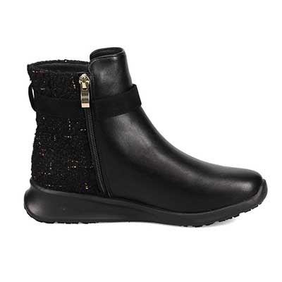 【撥水加工】HIROKO KOSHINO FEMME　防滑仕様デザインショートブーツ　HRL2011 BLACK/C 23.0