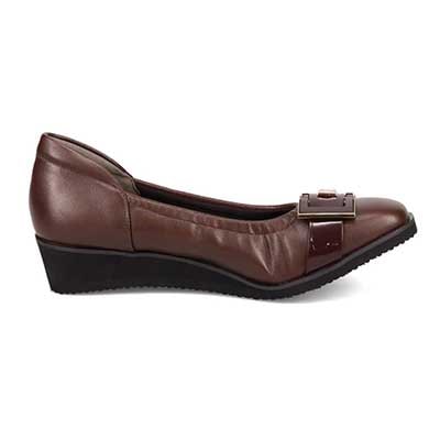 【撥水加工】HIROKO KOSHINO FEMME　超軽量、シャーリングウエッジパンプス　HRL2012 D-BROWN 23.0