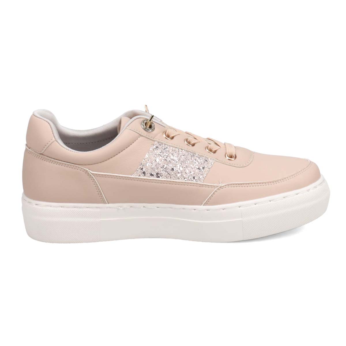 HIROKO KOSHINO FEMME ゴムのシューレースで履きやすい グリッターが華やかなスニーカー　HRL2016 L-PINK 23.0