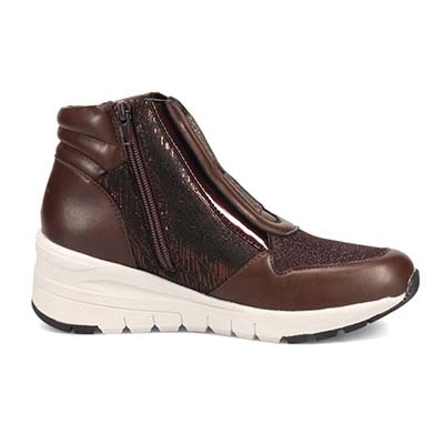 【撥水加工】HIROKO KOSHINO FEMME　ヒールタイプ・ハイカットドレススニーカー　HRL3004 BROWN 23.0