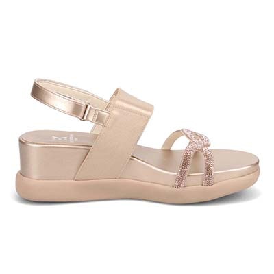 HIROKO KOSHINO FEMME 屈曲性のある 6cmウェッッジソールデザインサンダル　HRL5002 BEIGE M　(23.0～23.5)