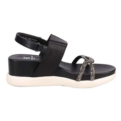 HIROKO KOSHINO FEMME 屈曲性のある 6cmウェッッジソールデザインサンダル　HRL5002 BLACK M　(23.0～23.5)