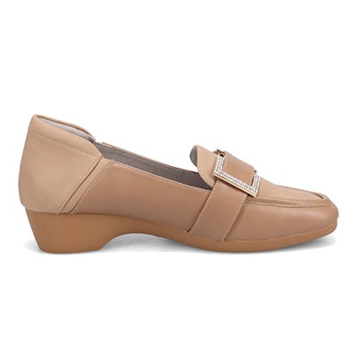 HIROKO KOSHINO FEMME　足元に華やぎと上品さを ヌバック×スムース素材 コンビローファー　HRL5004 D-BEIGE 23.0