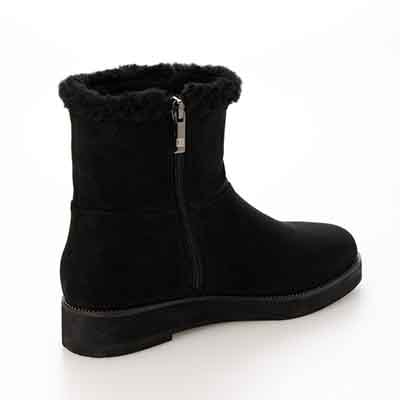HIROKO KOSHINO FEMME ライニングがフェイクファーの温かいムートン風ブーツ HRL5015 BLACK 23.0