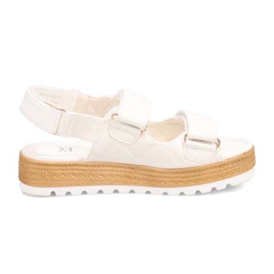 HIROKO KOSHINO FEMME キルティング&ジュート風の厚底ソールが大人可愛いサンダル　HRL6000 IVORY M　(23.0～23.5)