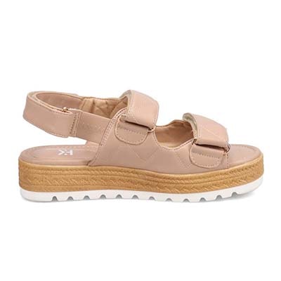 HIROKO KOSHINO FEMME キルティングとジュート風の厚底ソールが大人可愛いサンダル　HRL6000 L-PINK M　(23.0～23.5)