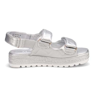 HIROKO KOSHINO FEMME キルティングとジュート風の厚底ソールが大人可愛いサンダル　HRL6000 SILVER M　(23.0～23.5)