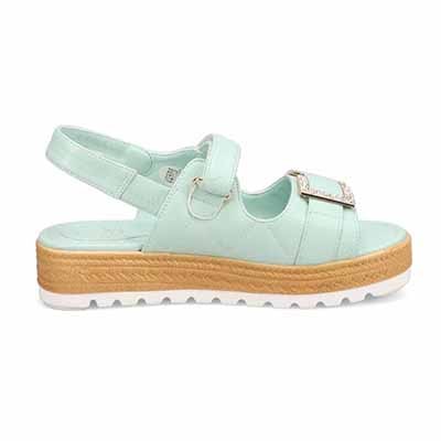 HIROKO KOSHINO FEMME モードなキルティングと輝くバックル。歩きやすさを兼ね備えたフットベッドサンダル　HRL6001 GREEN M　(23.0～23.5)