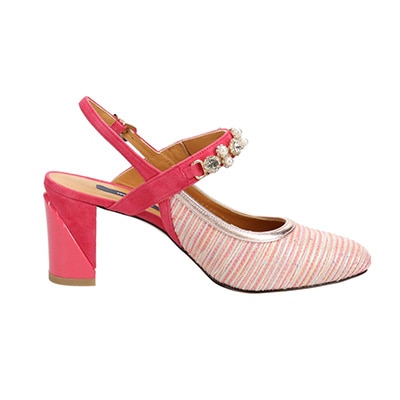 マドラス madras 眩い輝きのクリスタルを贅沢に使用した バックストラップパンプス MAL1120 PINK-TX 23.0