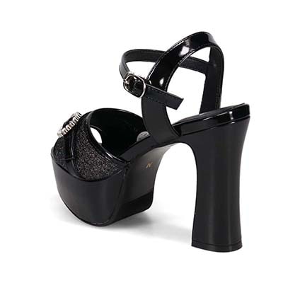 TGC×madras　「特別な日は、足元から可愛く！」そんな願いを叶える TGC in あいち・なごや 2026 出演モデル着用シューズ　厚底グリッターサンダル　MAL7582TGC BLACK M（23.0cm～23.5cm）