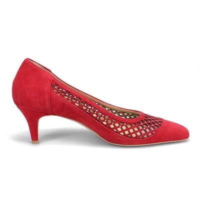 マドラス madras 特許 リカバリーメタインソール搭載 5.5cmヒール のカットワークデザインパンプス　MAL9123MT RED-SILKY 23.0